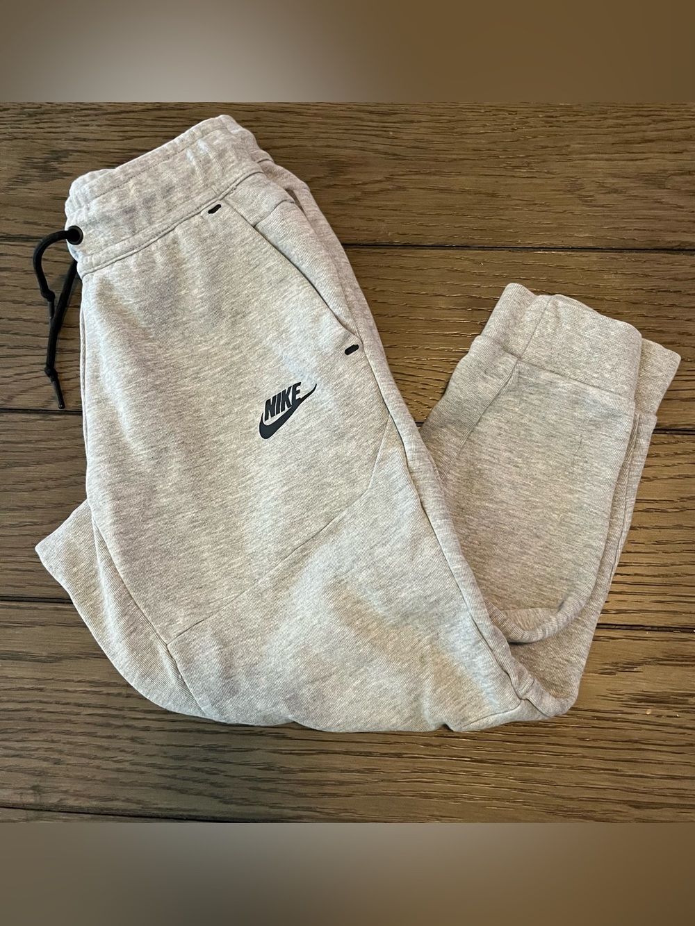 Nike Tech Gray Jogger Pants Boys Youth Small Cotton Pockets Elastic Waist
